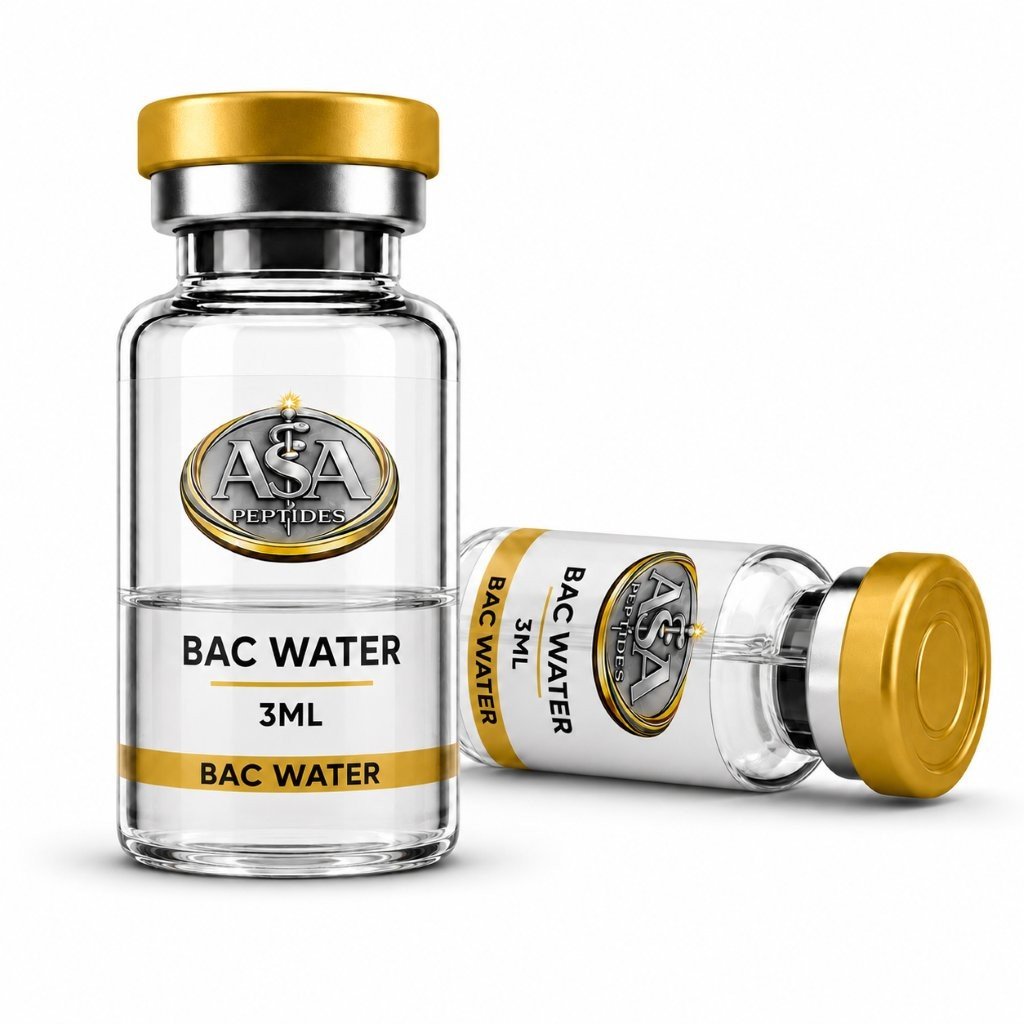 BAC Water 3ml vial by ASA Peptides with gold cap and premium laboratory packaging